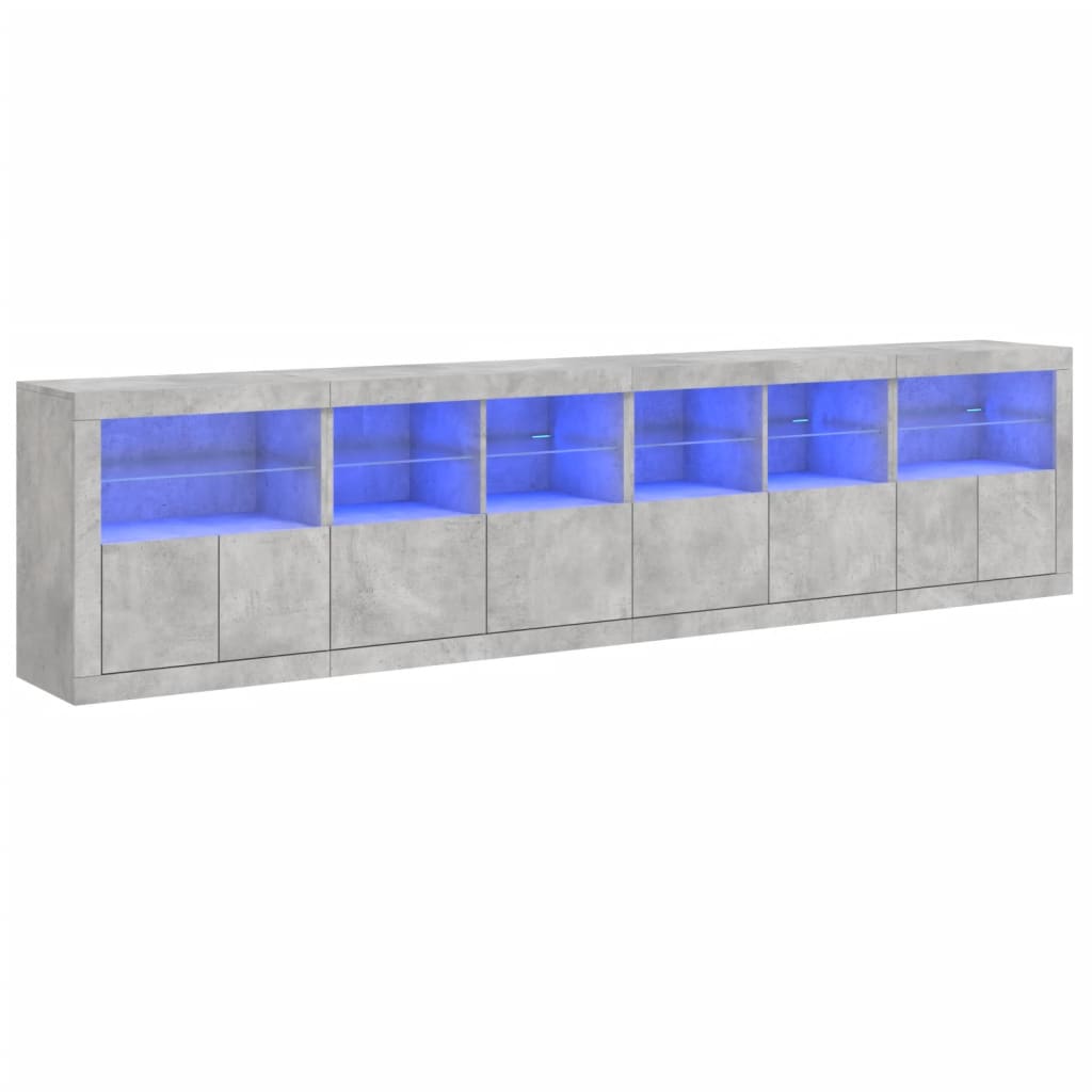 vidaXL Μπουφές με LED Γκρι Σκυροδέματος 283 x 37 x 67 εκ.