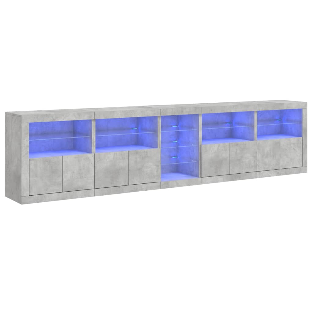 vidaXL Μπουφές με LED Γκρι Σκυροδέματος 283 x 37 x 67 εκ.