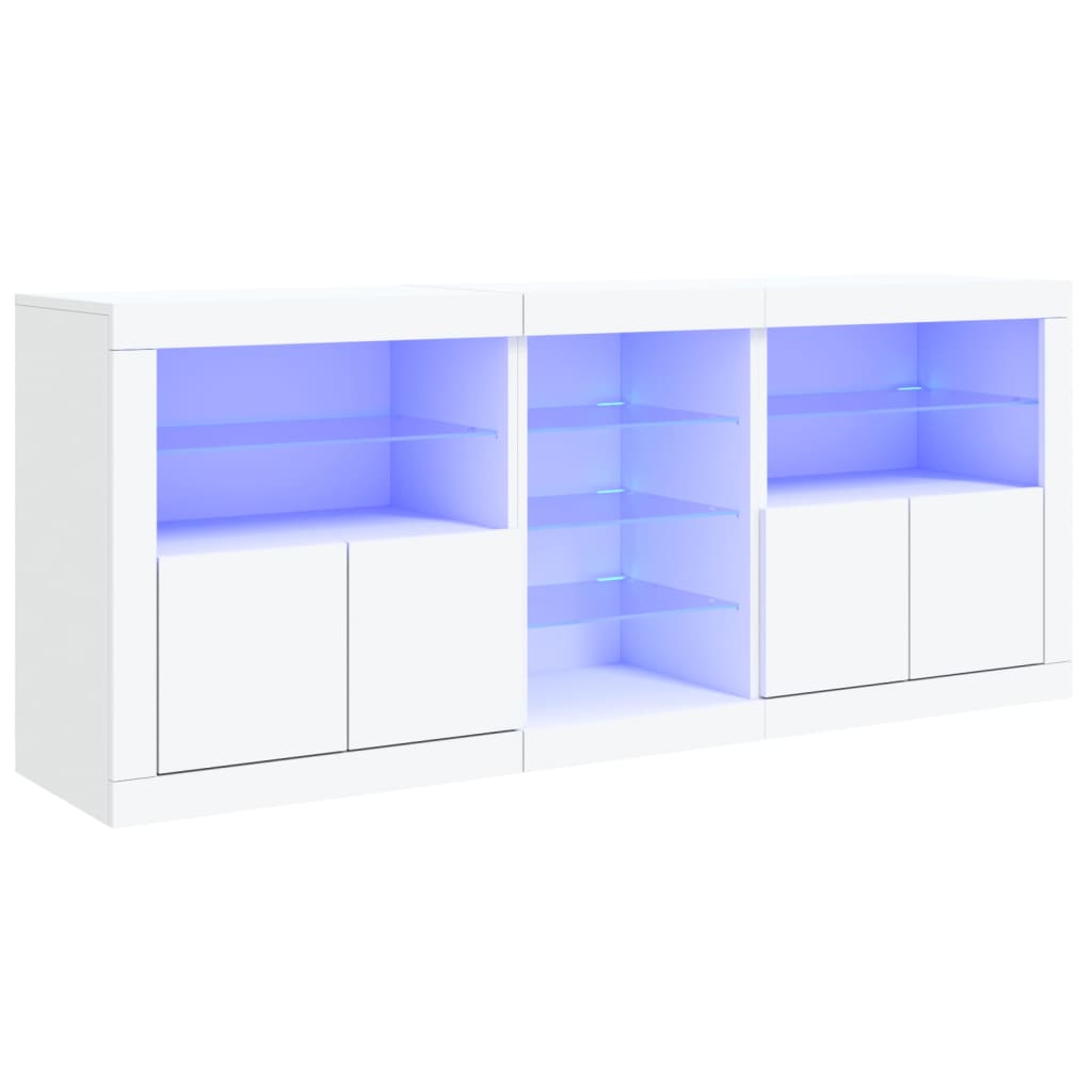 vidaXL Μπουφές με Φώτα LED Λευκός 181,5 x 37 x 67 εκ.