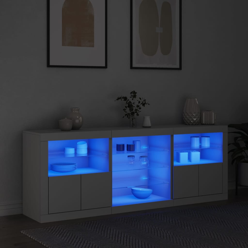 vidaXL Μπουφές με Φώτα LED Λευκός 181,5 x 37 x 67 εκ.