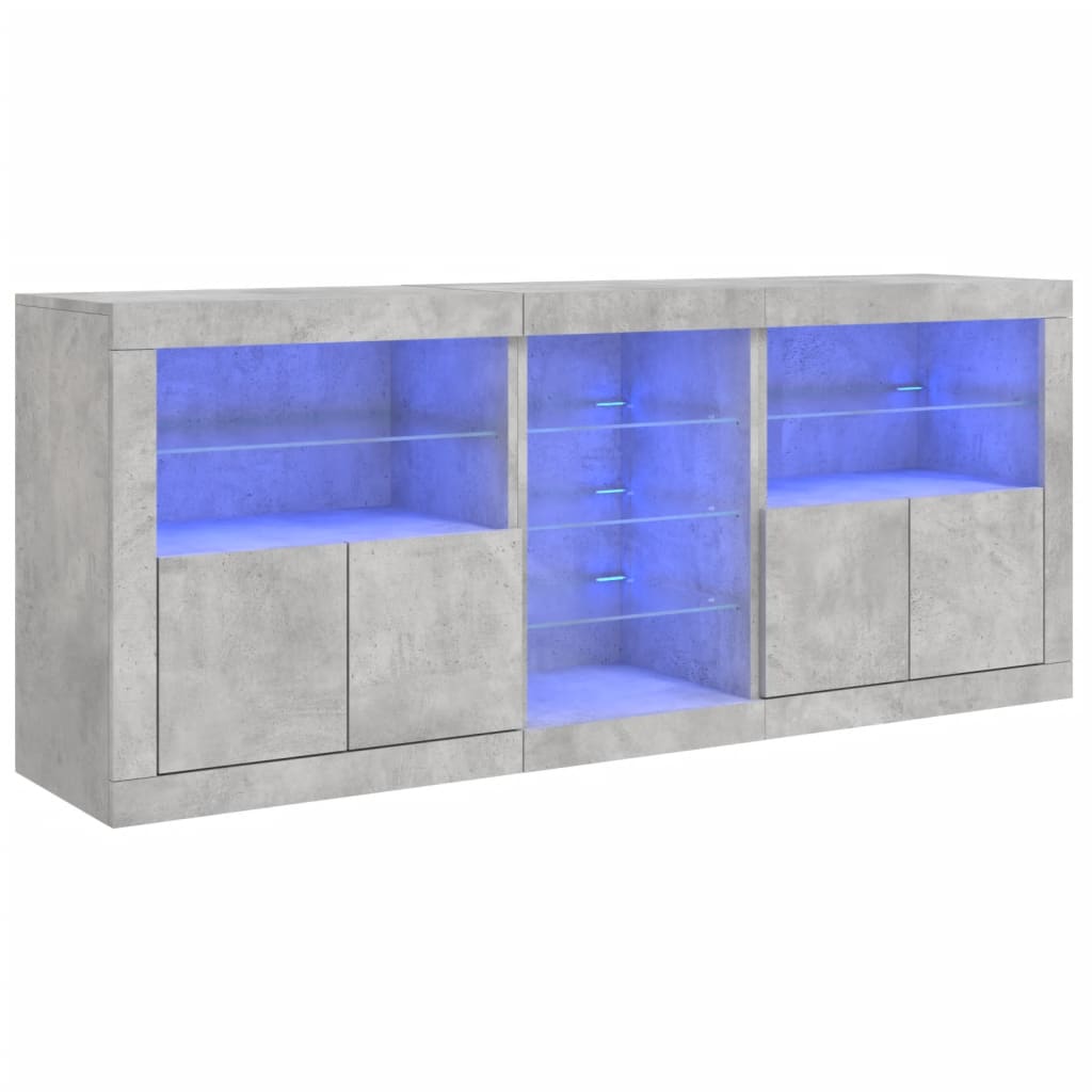 vidaXL Μπουφές με LED Γκρι Σκυροδέματος 181,5 x 37 x 67 εκ.