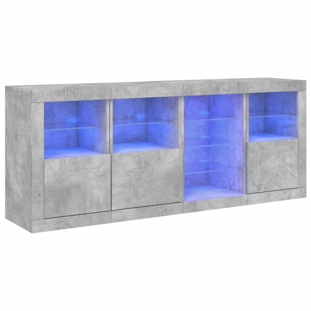vidaXL Μπουφές με LED Γκρι Σκυροδέματος 164 x 37 x 67 εκ.
