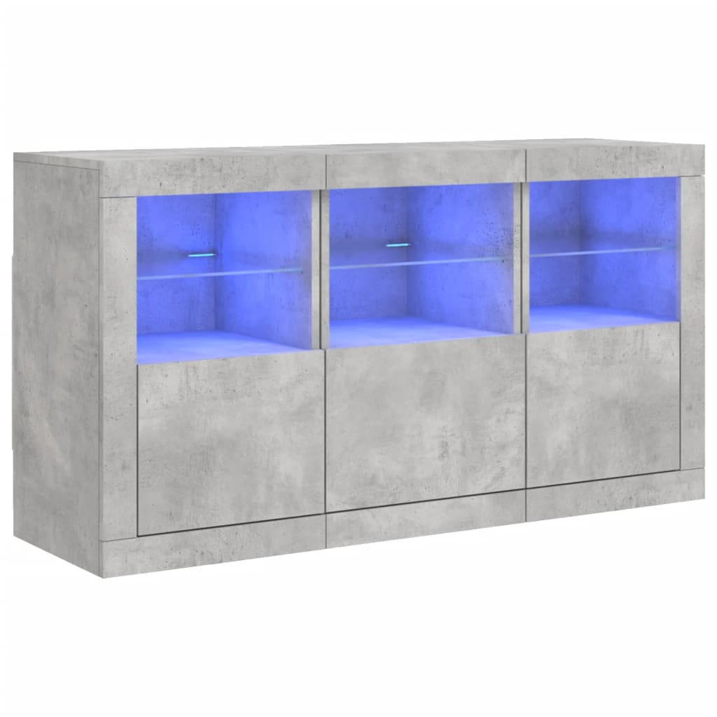 vidaXL Μπουφές με LED Γκρι Σκυροδέματος 123 x 37 x 67 εκ.