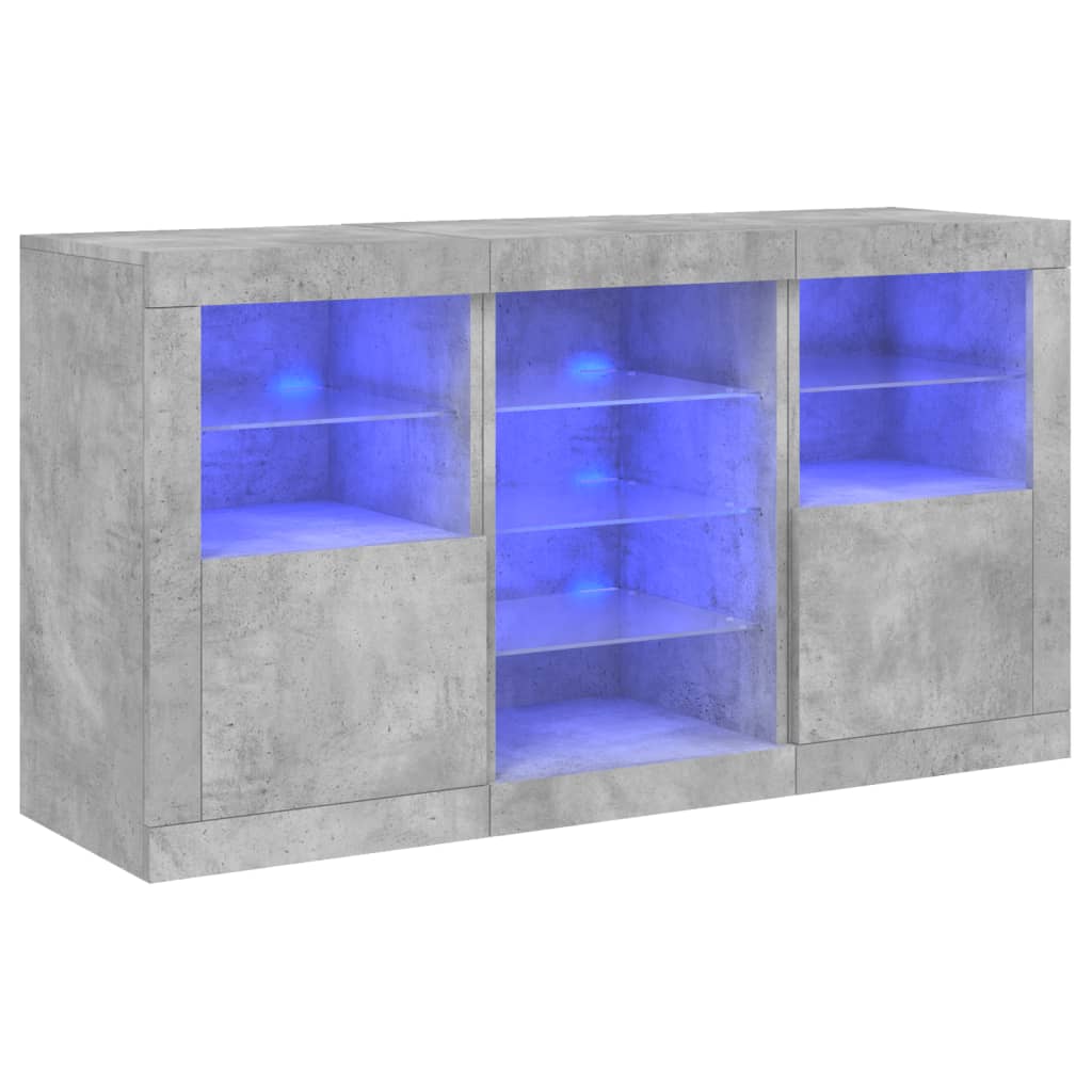 vidaXL Ντουλάπι με LED Γκρι Σκυροδέματος 123 x 37 x 67 εκ.