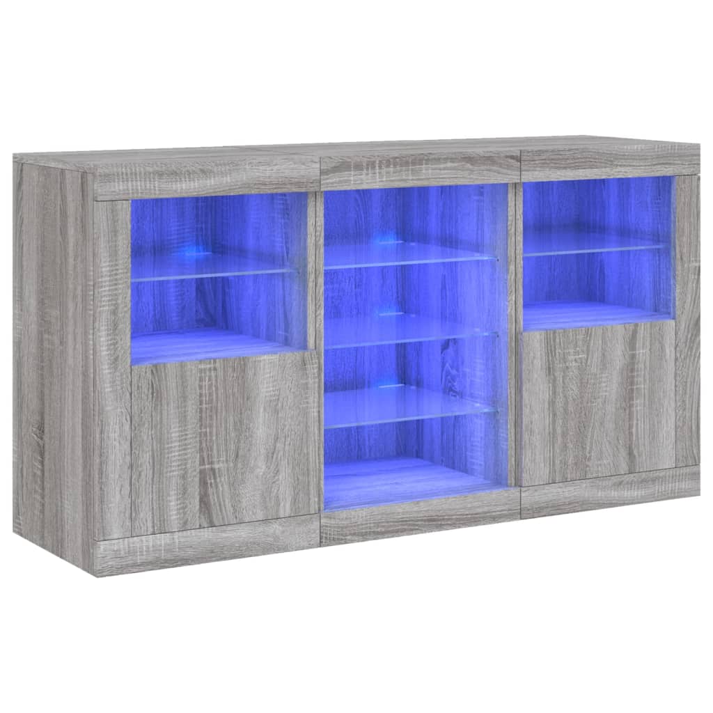 vidaXL Μπουφές με LED Γκρι Sonoma 123 x 37 x 67 εκ.