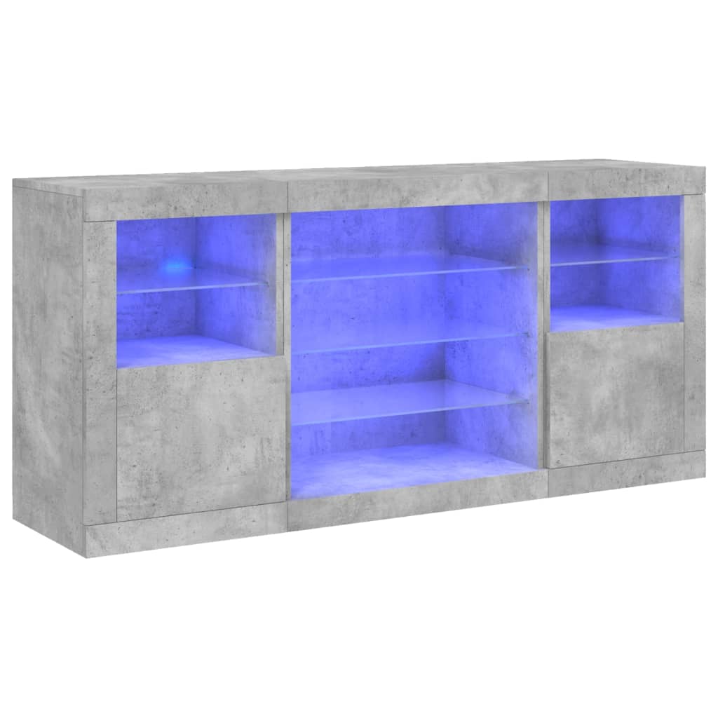 vidaXL Ντουλάπι με LED Γκρι Σκυροδέματος 142,5x37x67 εκ.