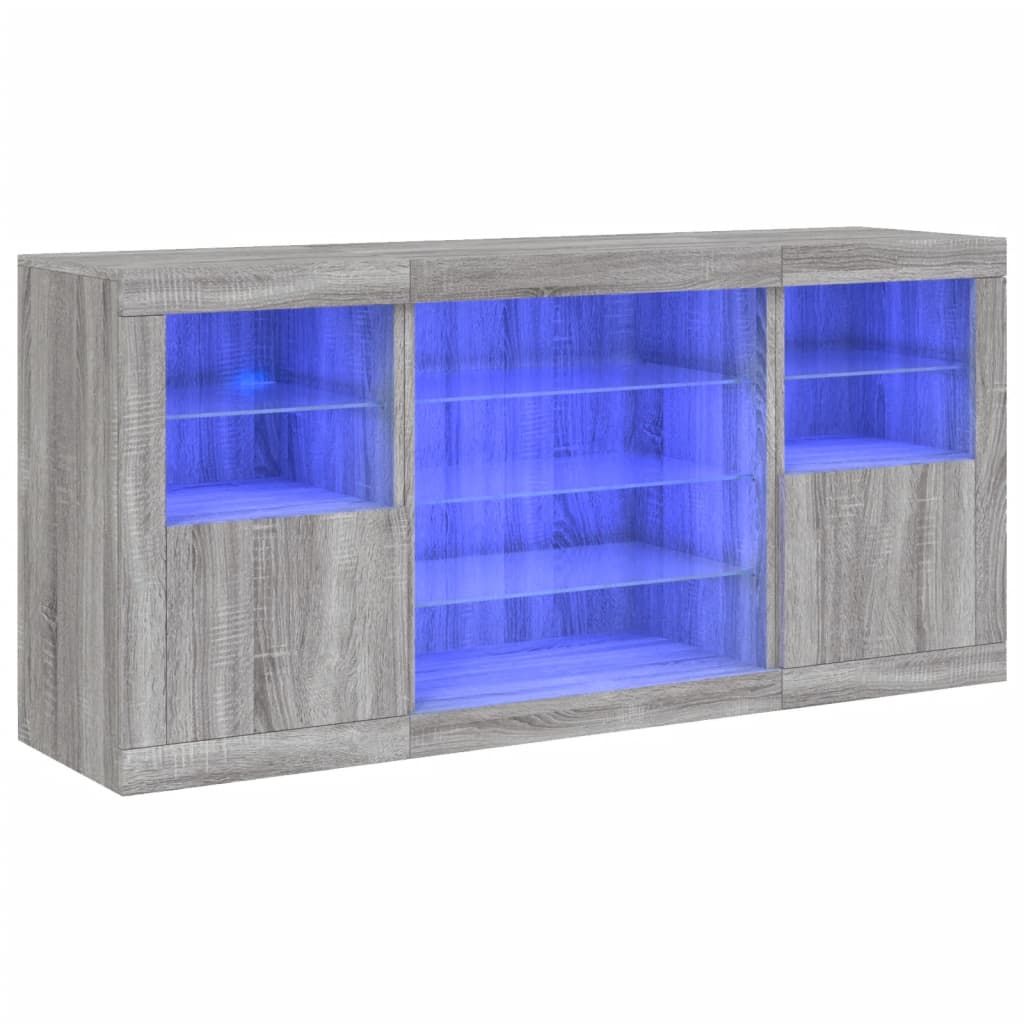 vidaXL Μπουφές με LED Γκρι Sonoma 142,5x37x67 εκ.
