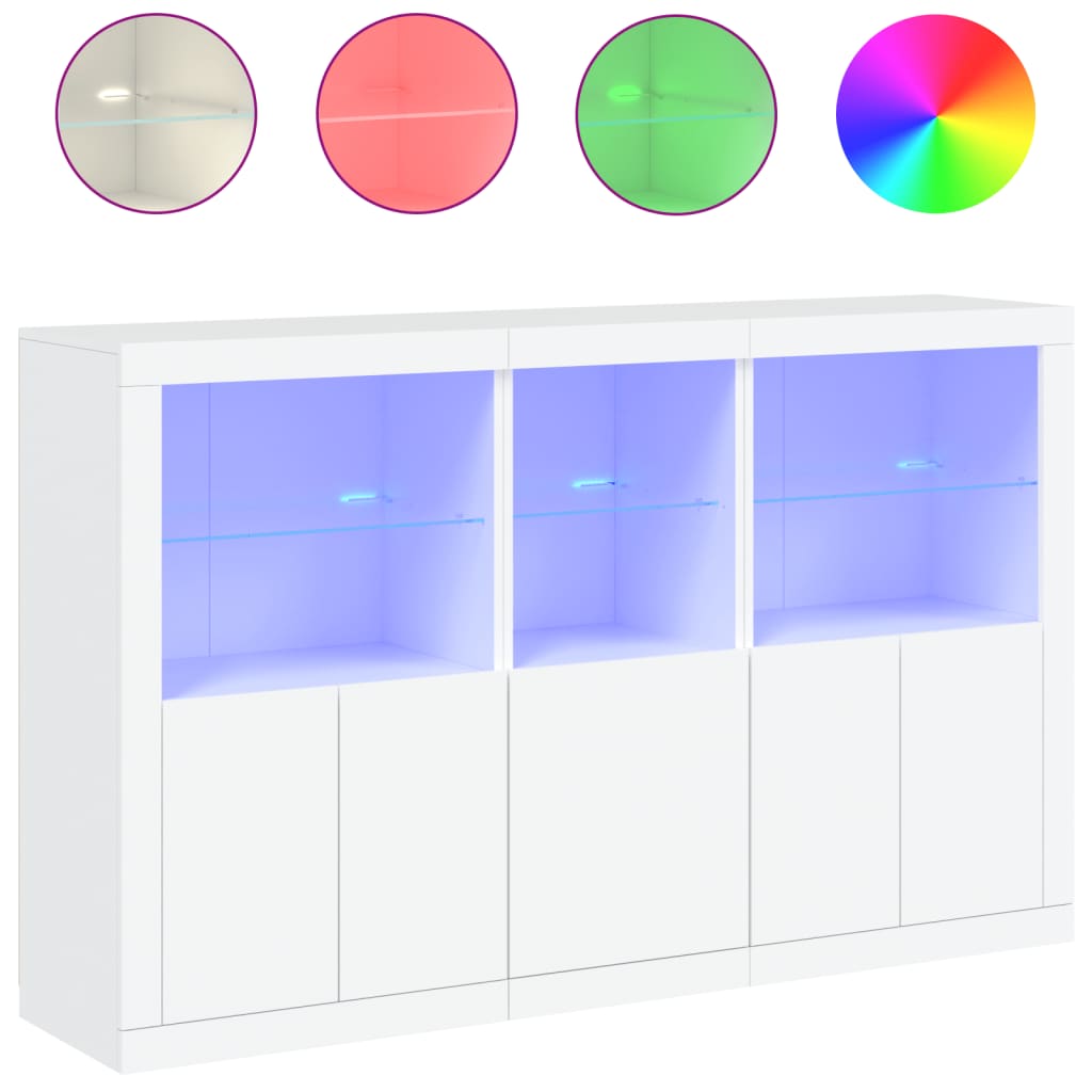 vidaXL Μπουφές με Φώτα LED Λευκός 162 x 37 x 100 εκ.
