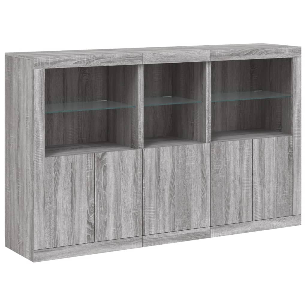 vidaXL Μπουφές με Φώτα LED Γκρι Sonoma 162 x 37 x 100 εκ.