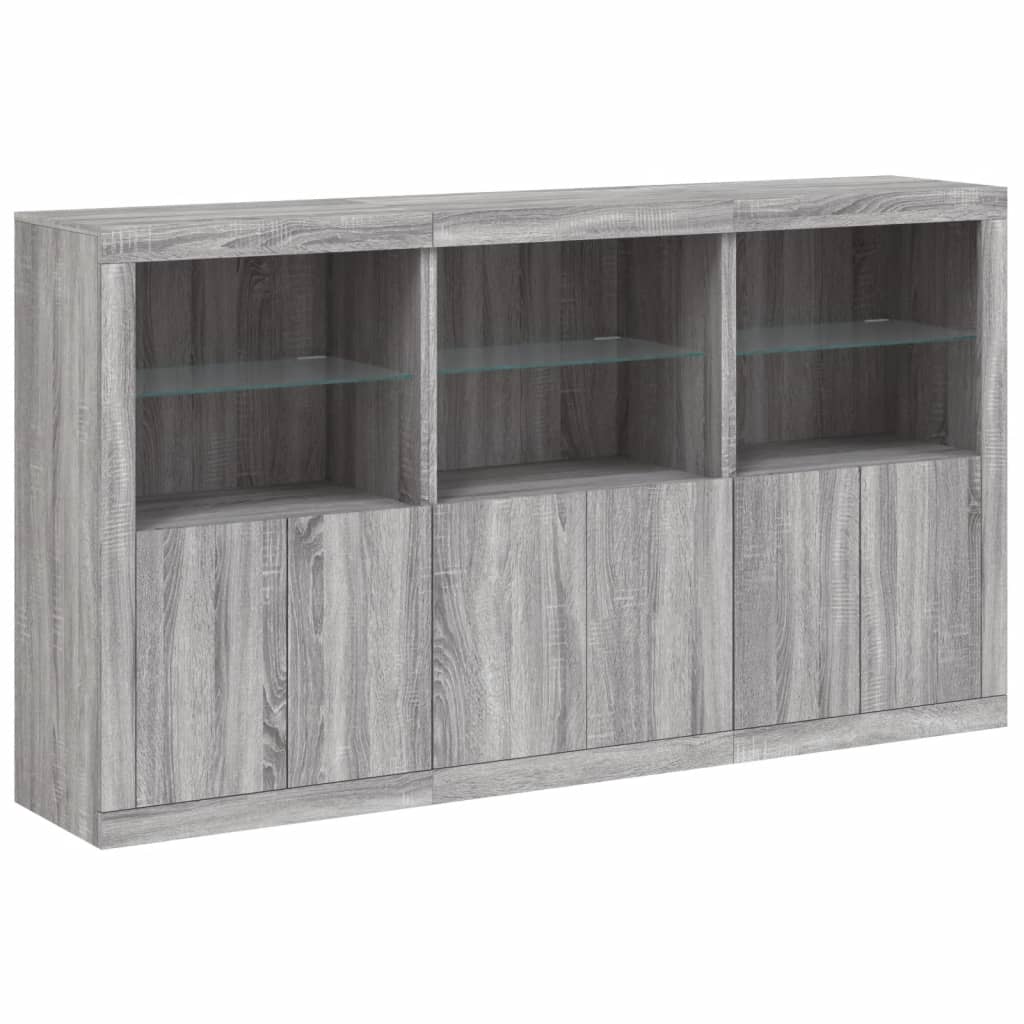 vidaXL Μπουφές με Φώτα LED Γκρι Sonoma 181,5 x 37 x 100 εκ.
