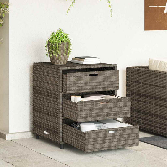 vidaXL Ντουλάπι Αποθήκευσης Κήπου Γκρι 55x59x69 εκ. Συνθετικό Ρατάν