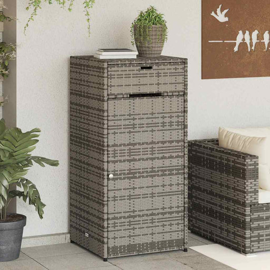 vidaXL Ντουλάπι Αποθήκευσης Κήπου Γκρι 55x55x111 εκ. Συνθετικό Ρατάν