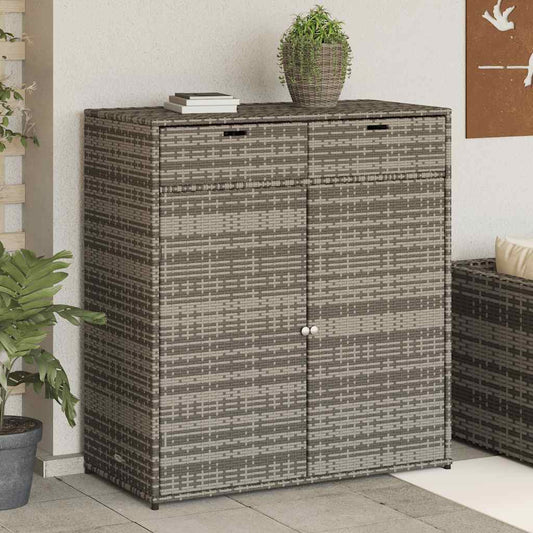 vidaXL Ντουλάπι Αποθήκευσης Κήπου Γκρι 105x55x113 εκ. Συνθετικό Ρατάν