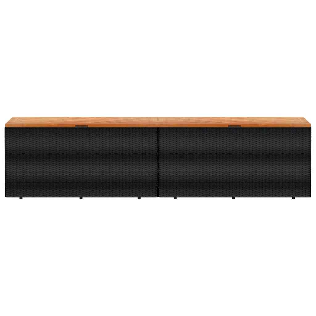 vidaXL Κουτί Αποθ. Κήπου Μαύρο 220x50x54 εκ. Συνθ. Ρατάν/Μασίφ Ακακία