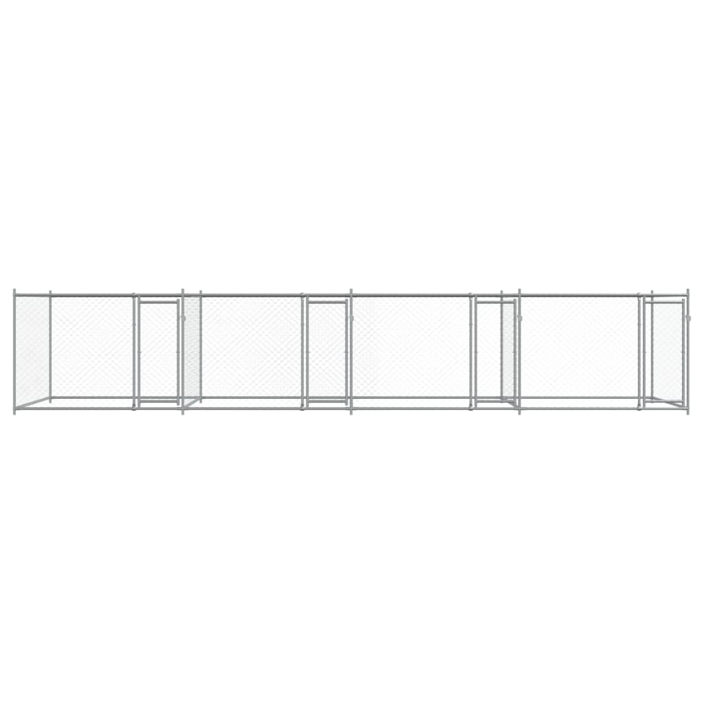 vidaXL Κλουβί Σκύλου με Πόρτες Γκρι 8x2x1,5 μ. Γαλβανισμένος Χάλυβας