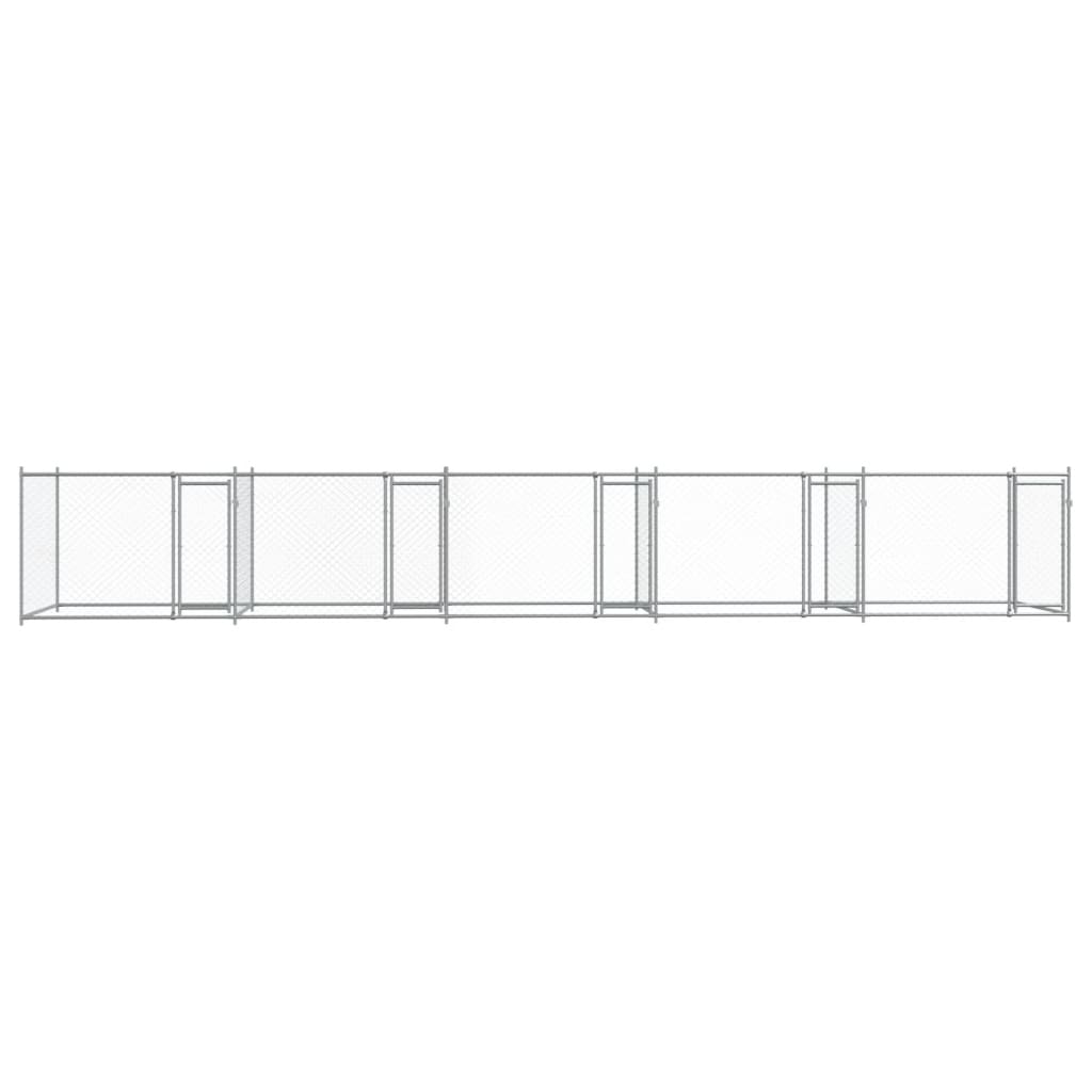 vidaXL Κλουβί Σκύλου με Πόρτες Γκρι 10x2x1,5 μ. Γαλβανισμένος Χάλυβας