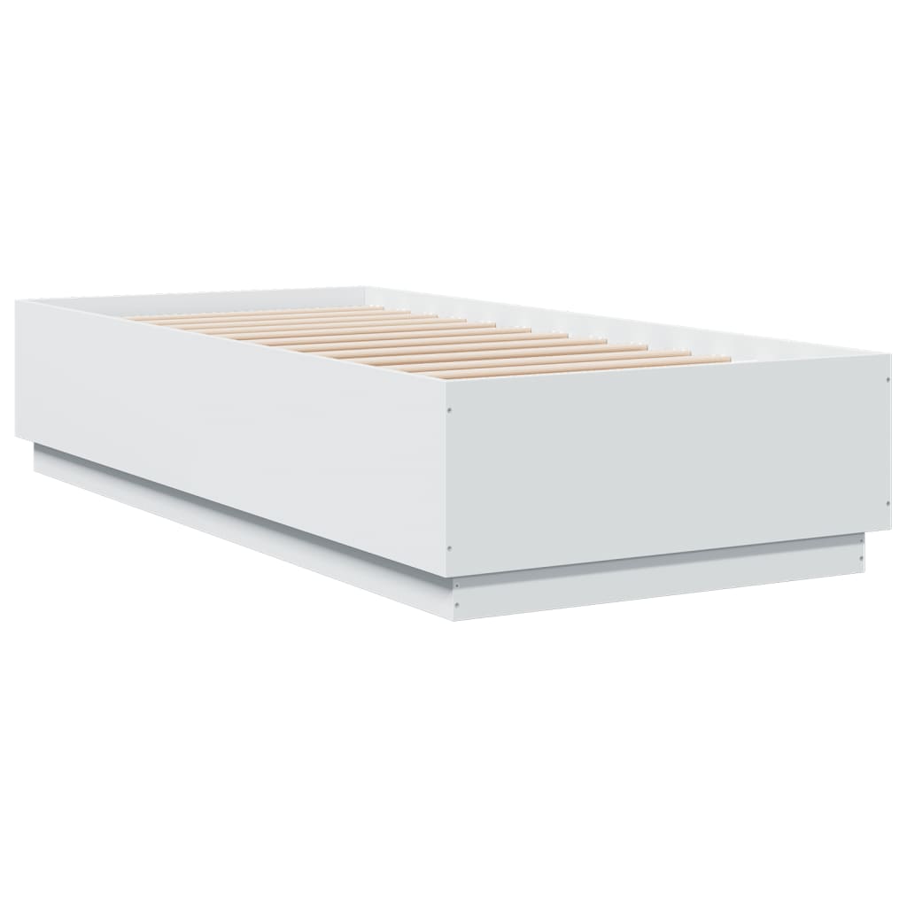 vidaXL Πλαίσιο Κρεβατιού με Φώτα LED Λευκό 100 x 200 εκ. Επεξεργ. Ξύλο