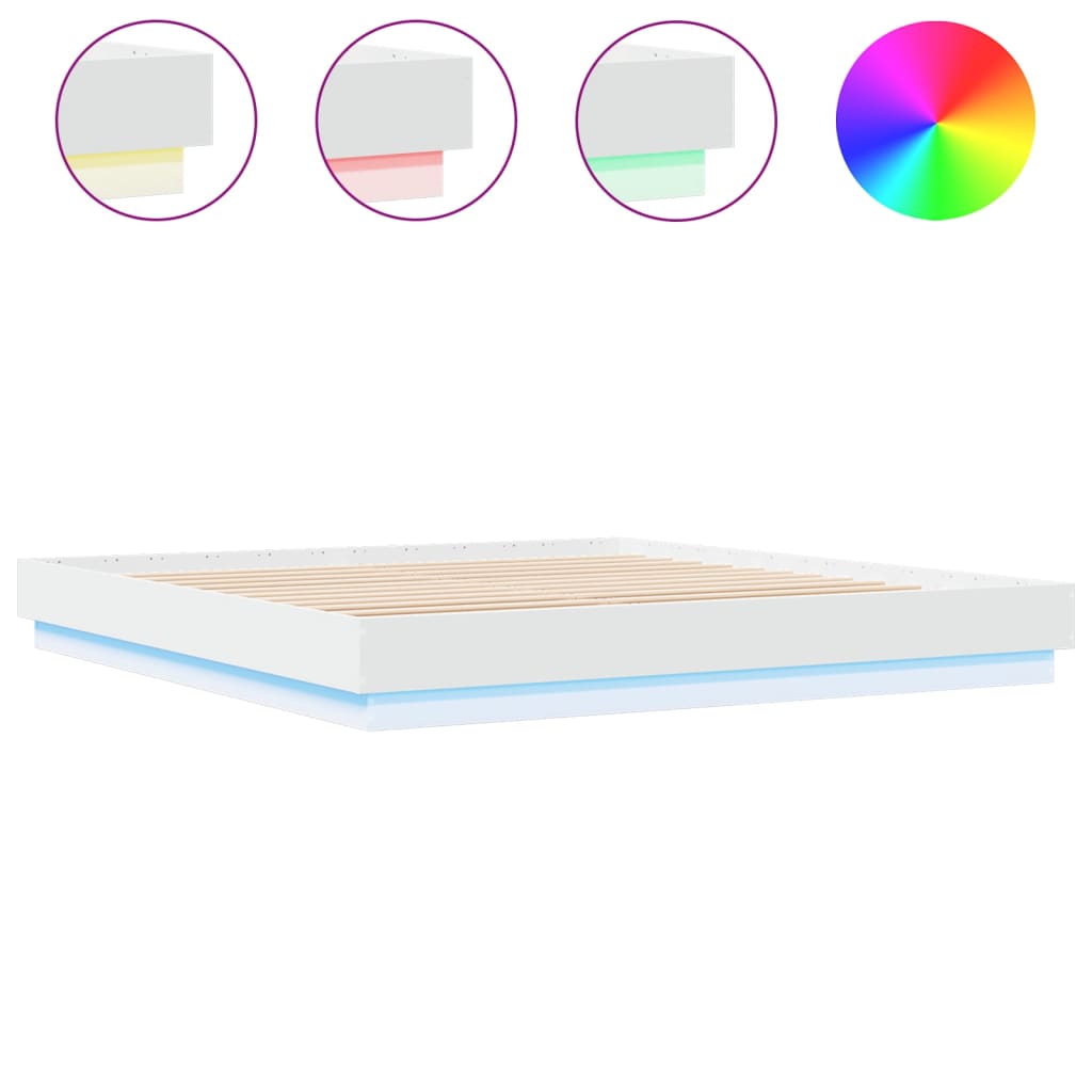 vidaXL Πλαίσιο Κρεβατιού με LED Λευκό 180 x 200 εκ.