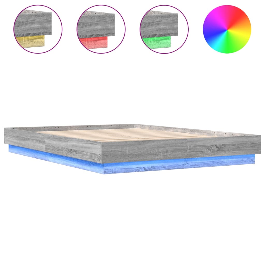 vidaXL Πλαίσιο Κρεβατιού με LED Γκρι sonoma 160 x 200 εκ.