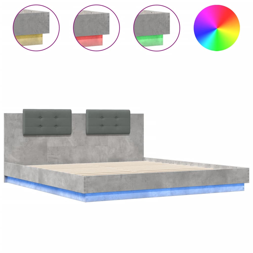 vidaXL Πλαίσιο Κρεβατιού με Κεφαλάρι και LED 180 x 200 εκ.