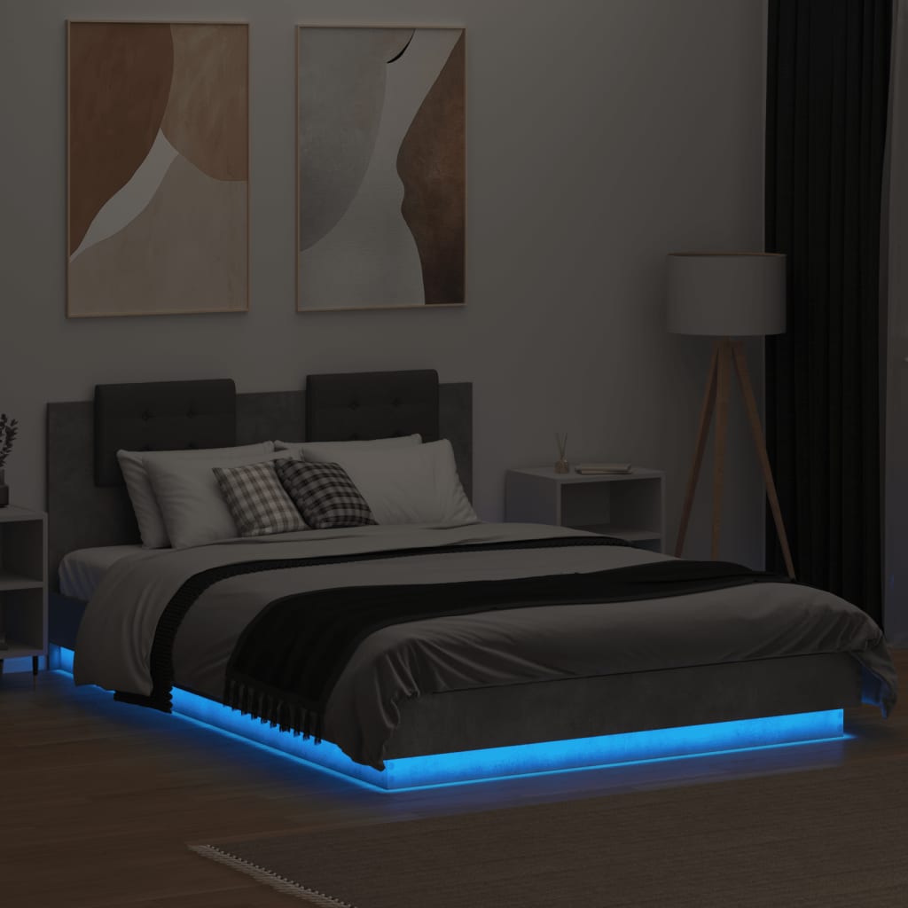 vidaXL Πλαίσιο Κρεβατιού με Κεφαλάρι και LED 150 x 200 εκ.