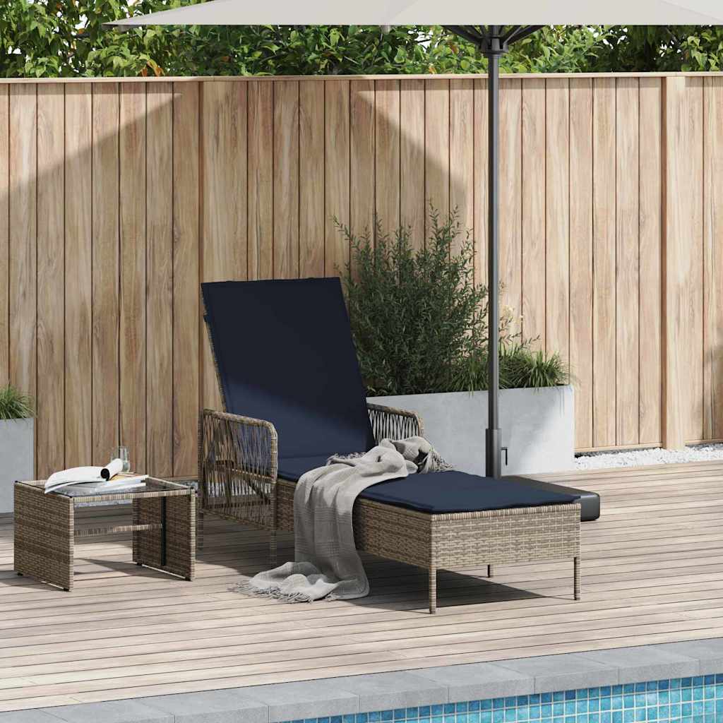 vidaXL Ξαπλώστρα με μαξιλάρι Γκρι 157 x 55 x 92 εκ. συνθετικό ρατάν
