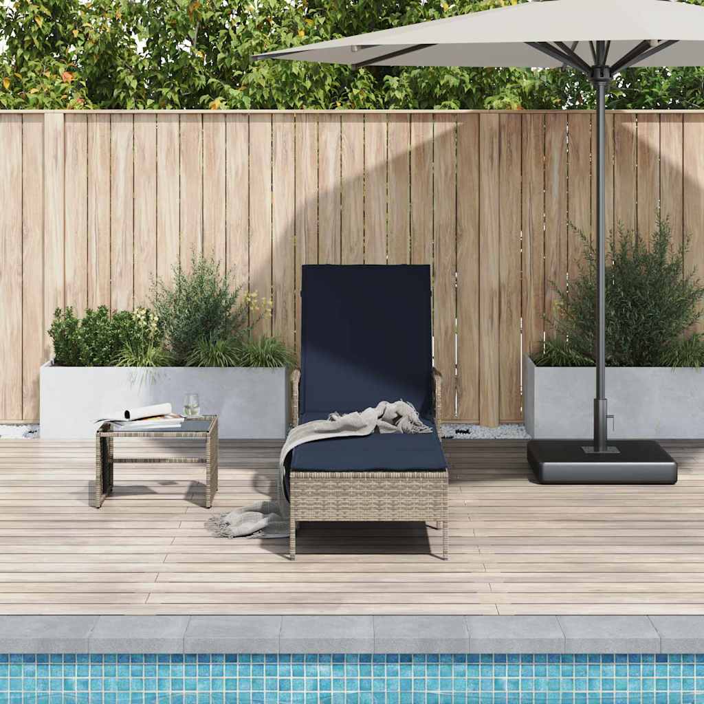 vidaXL Ξαπλώστρα με μαξιλάρι Γκρι 157 x 55 x 92 εκ. συνθετικό ρατάν