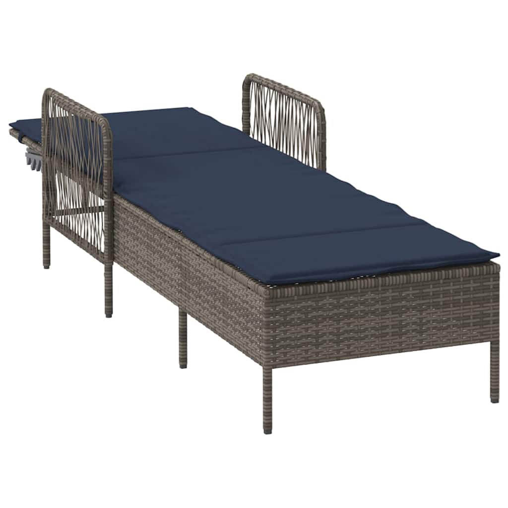 vidaXL Ξαπλώστρα με μαξιλάρι Γκρι 157 x 55 x 92 εκ. συνθετικό ρατάν