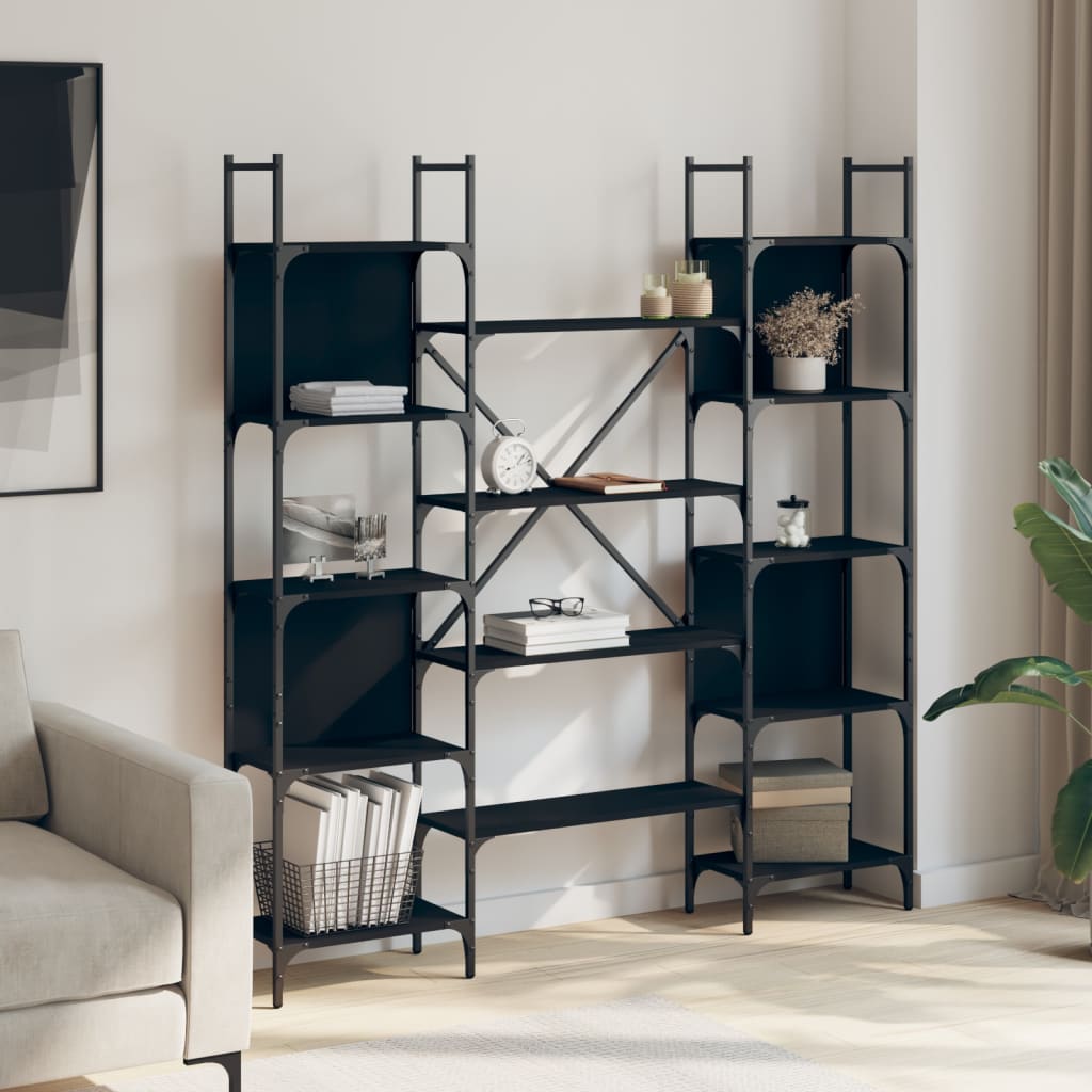 vidaXL Βιβλιοθήκη Μαύρη 155,5x24x166,5 εκ. από Επεξεργασμένο Ξύλο