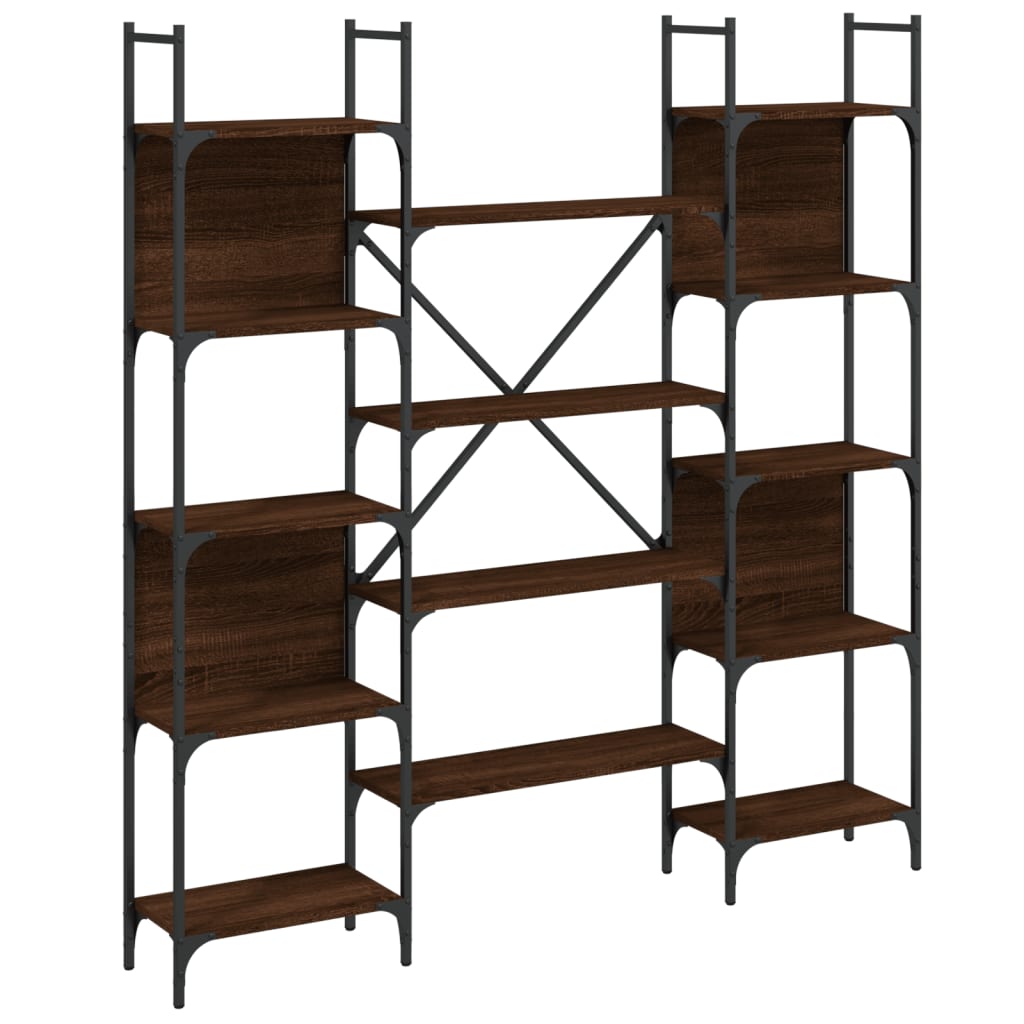 vidaXL Βιβλιοθήκη Καφέ Δρυς 155,5x24x166,5 εκ. Επεξεργασμένο Ξύλο