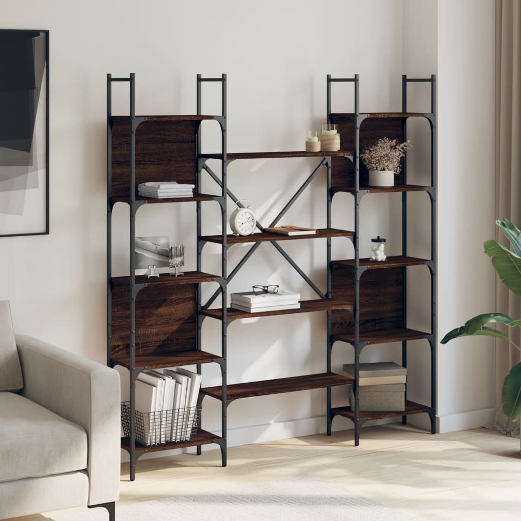 vidaXL Βιβλιοθήκη Καφέ Δρυς 155,5x24x166,5 εκ. Επεξεργασμένο Ξύλο