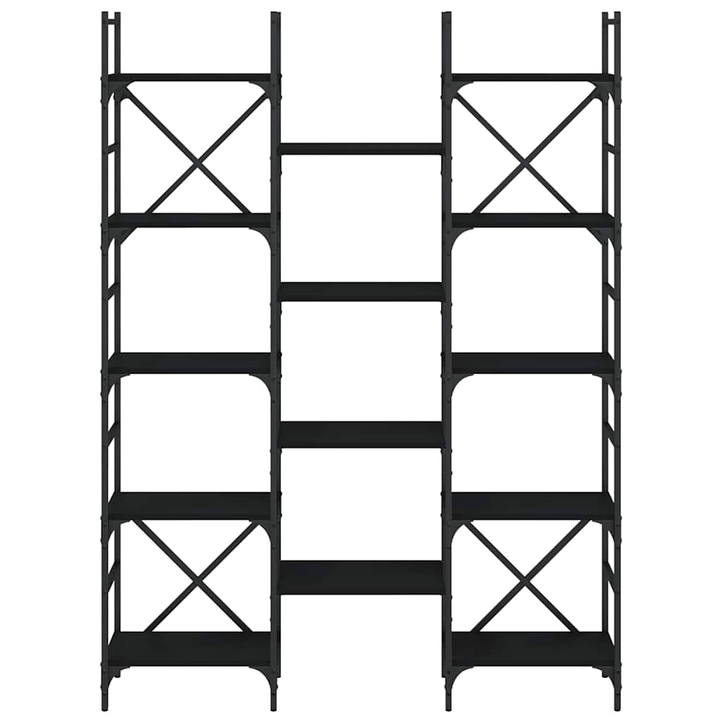 vidaXL Βιβλιοθήκη Μαύρη 127,5x28,5x172,5 εκ. από Επεξεργασμένο Ξύλο