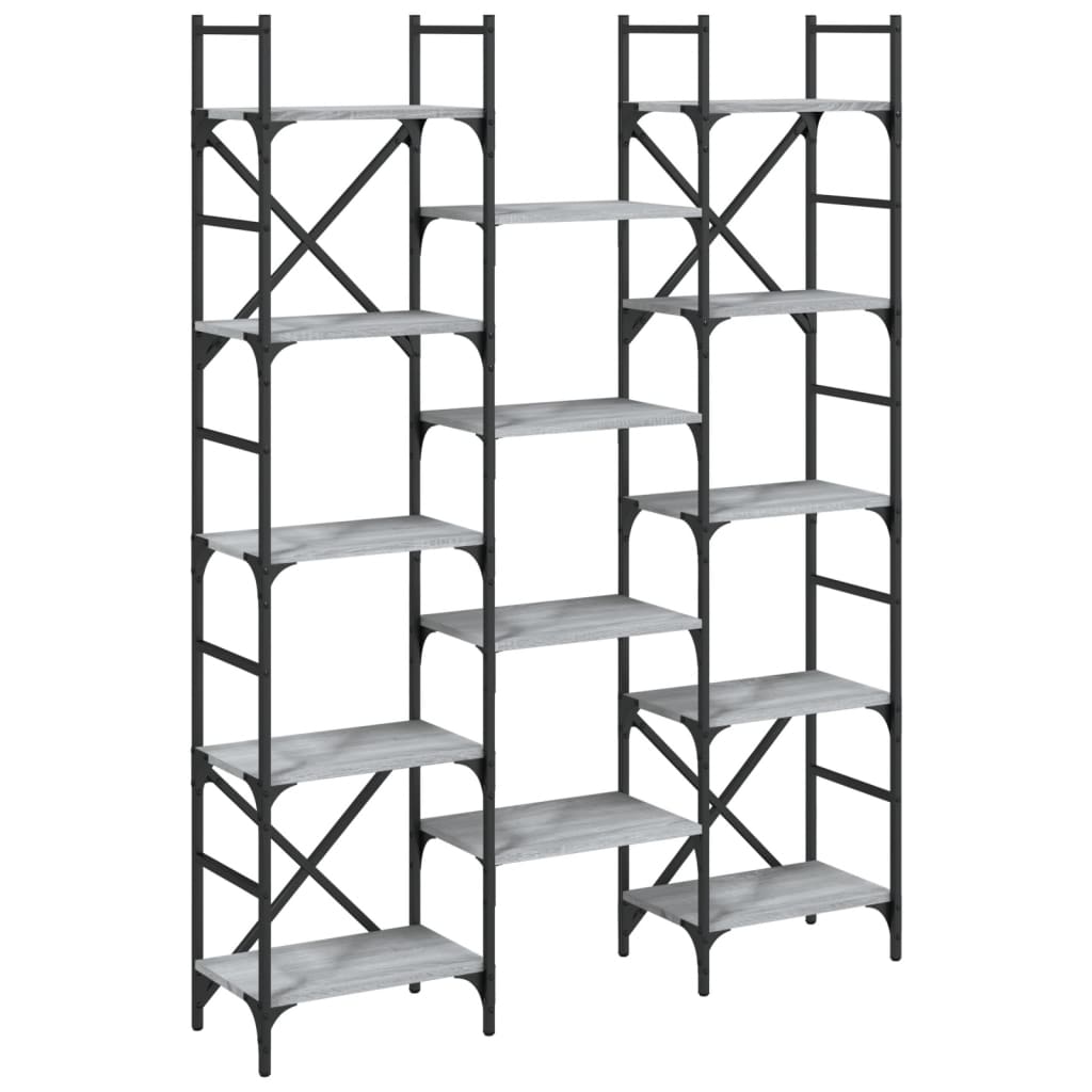 vidaXL Βιβλιοθήκη Γκρι Sonoma 127,5x28,5x172,5 εκ. Επεξεργασμένο Ξύλο