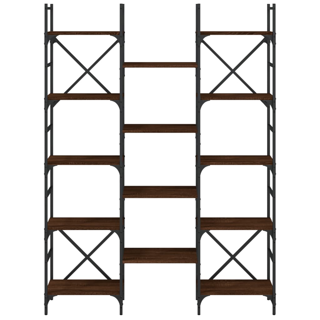 vidaXL Βιβλιοθήκη Καφέ Δρυς 127,5x28,5x172,5 εκ. Επεξεργασμένο Ξύλο