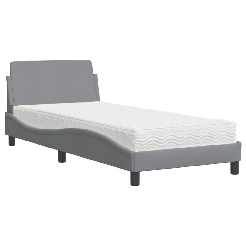 vidaXL Κρεβάτι με Στρώμα Dover Ανοιχτό Γκρι 80x200 εκ. Υφασμάτινο