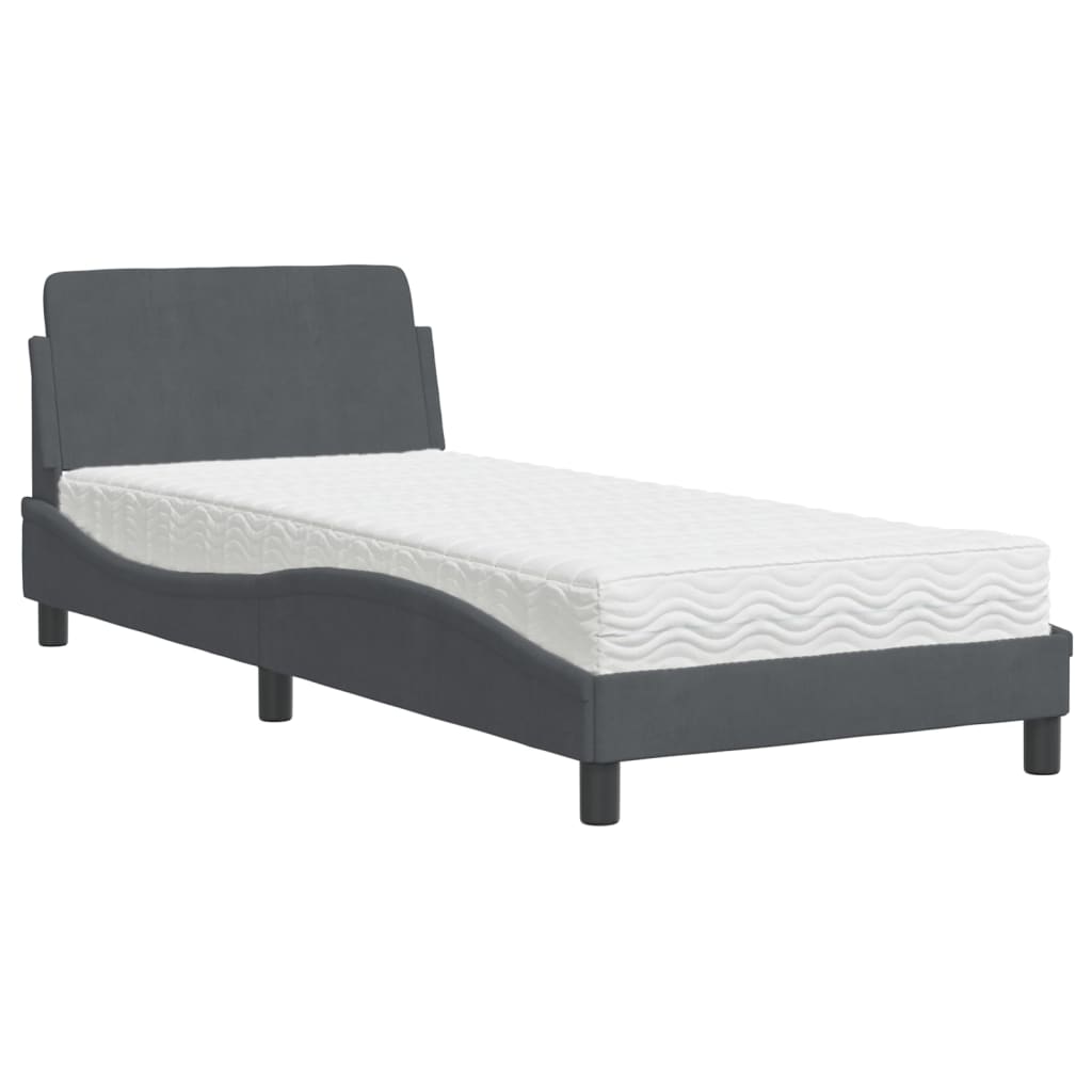 vidaXL Κρεβάτι με Στρώμα Dover Σκούρο Γκρι 80x200 εκ. Βελούδινο