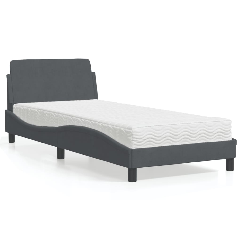 vidaXL Κρεβάτι με Στρώμα Dover Σκούρο Γκρι 80x200 εκ. Βελούδινο
