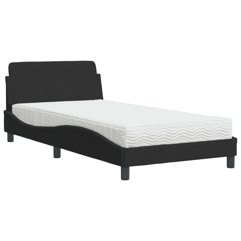 vidaXL Κρεβάτι με Στρώμα Dover Μαύρο 100x200 εκ. Βελούδινο