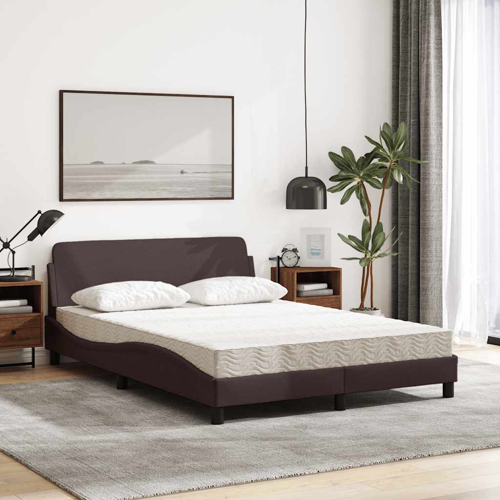 vidaXL Κρεβάτι με Στρώμα Dover Σκούρο Καφέ 120x200 εκ. Υφασμάτινο