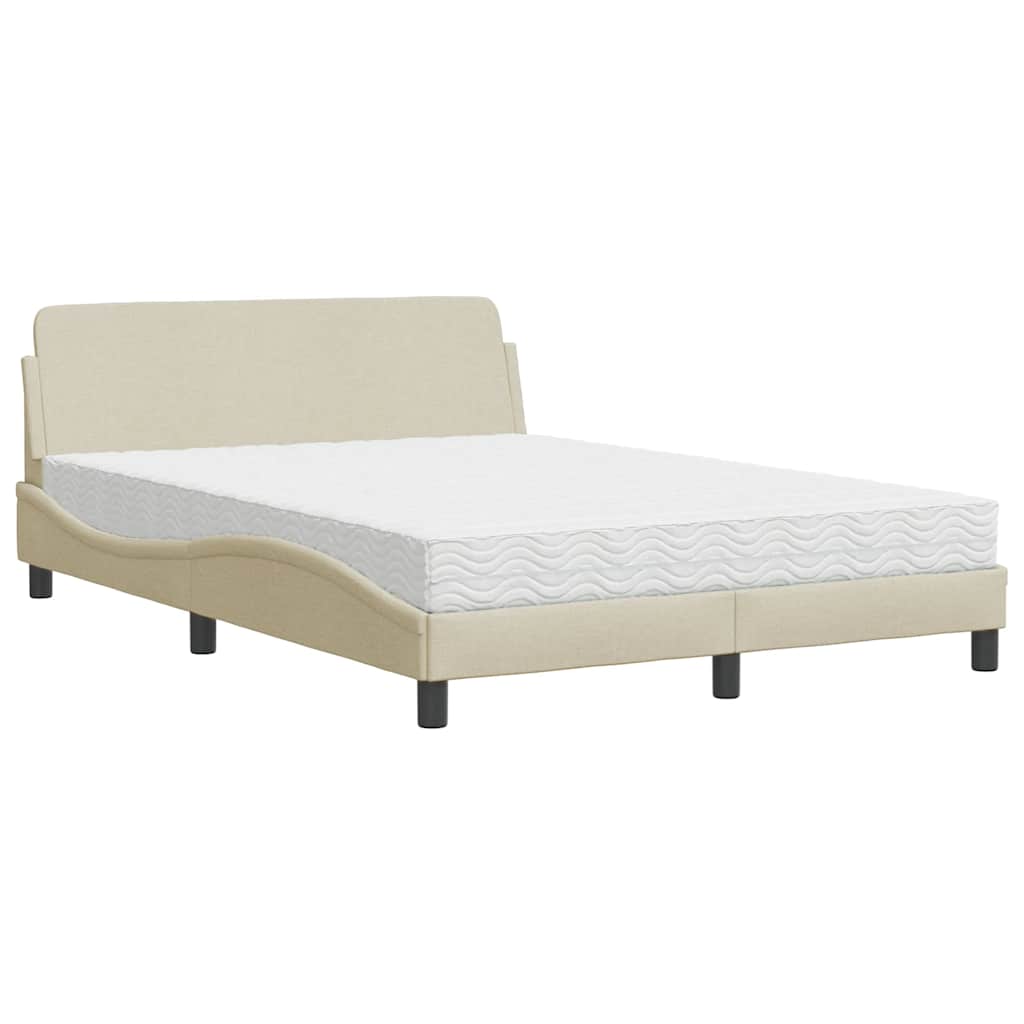 vidaXL Κρεβάτι με Στρώμα Dover Κρεμ 120x200 εκ. Υφασμάτινο