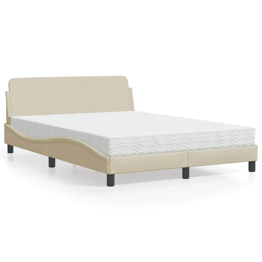 vidaXL Κρεβάτι με Στρώμα Dover Κρεμ 120x200 εκ. Υφασμάτινο