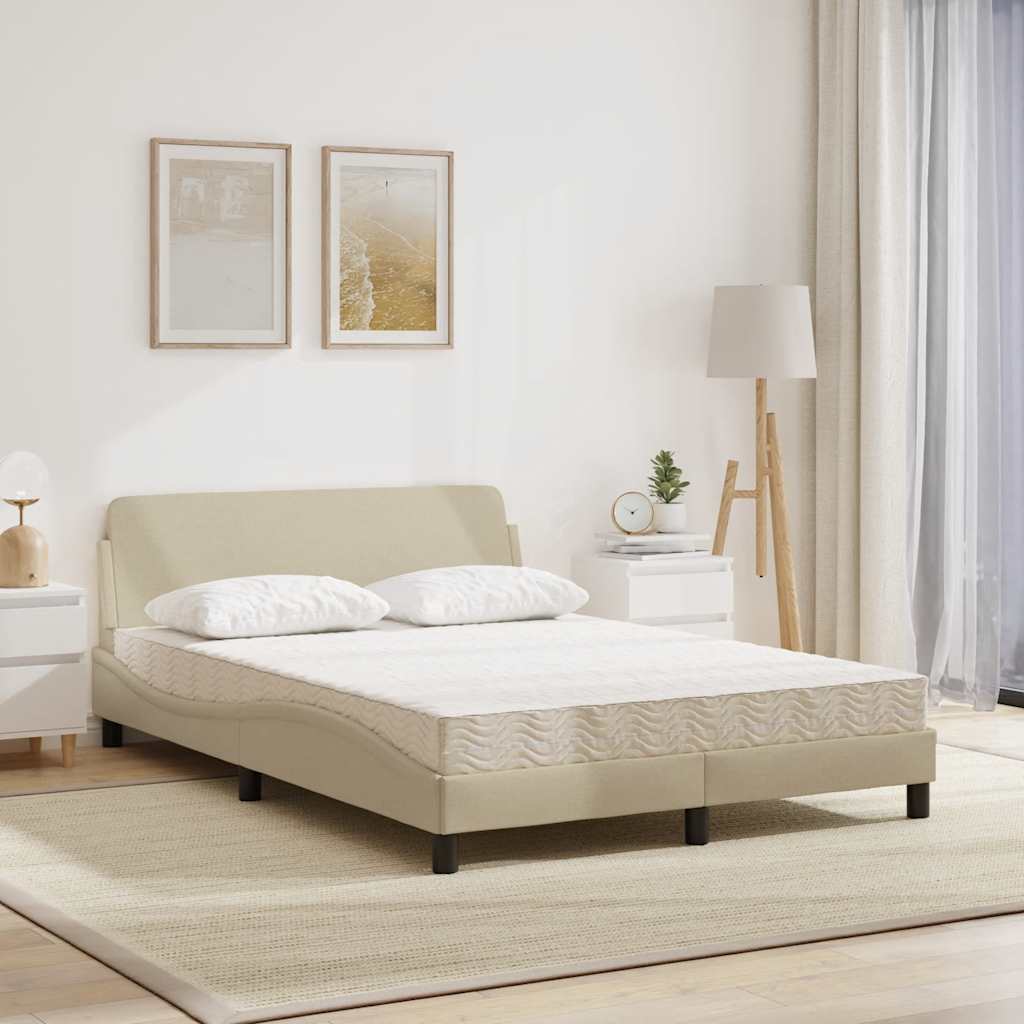 vidaXL Κρεβάτι με Στρώμα Dover Κρεμ 140x190 εκ. Υφασμάτινο