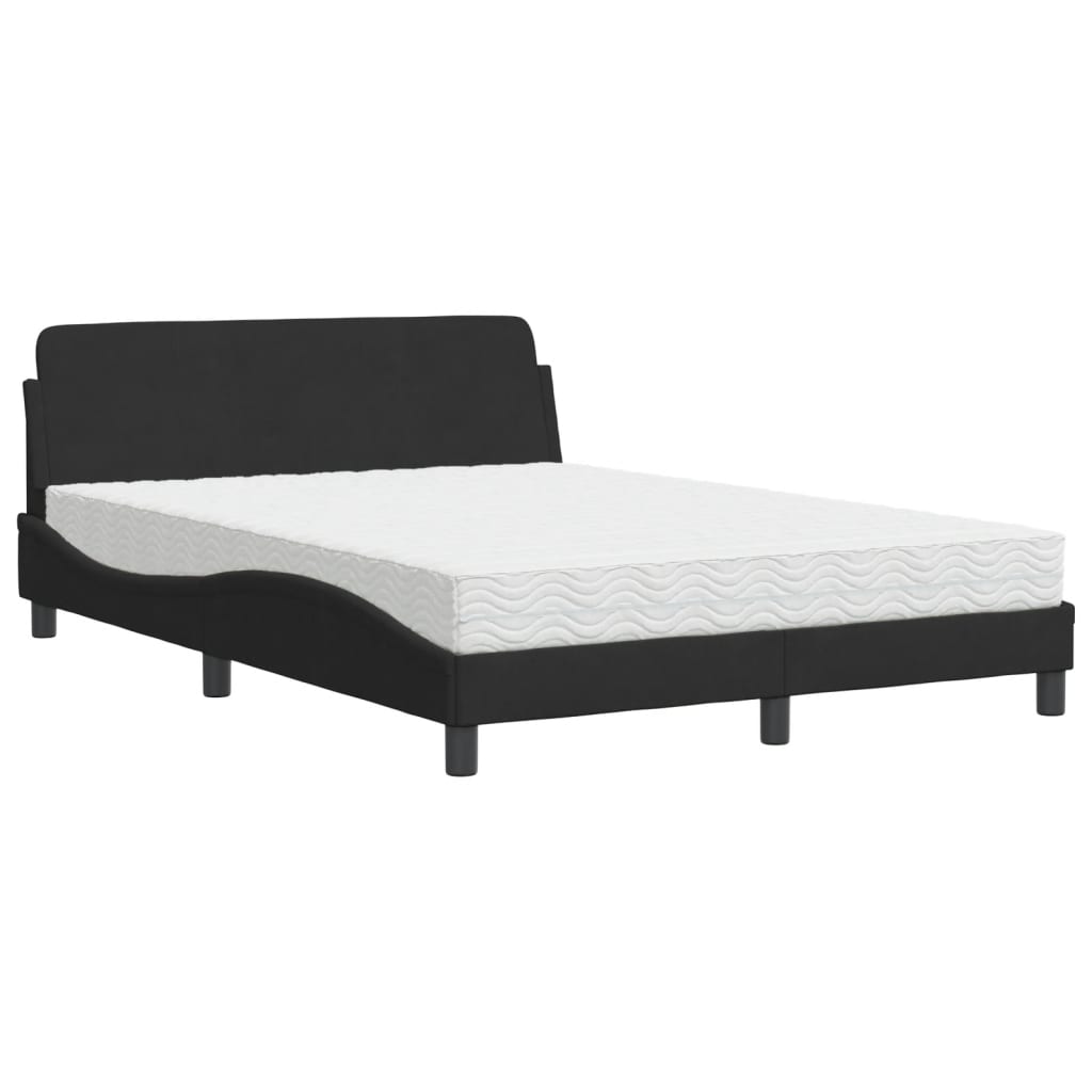 vidaXL Κρεβάτι με Στρώμα Dover Μαύρο 140x200 εκ. Βελούδινο