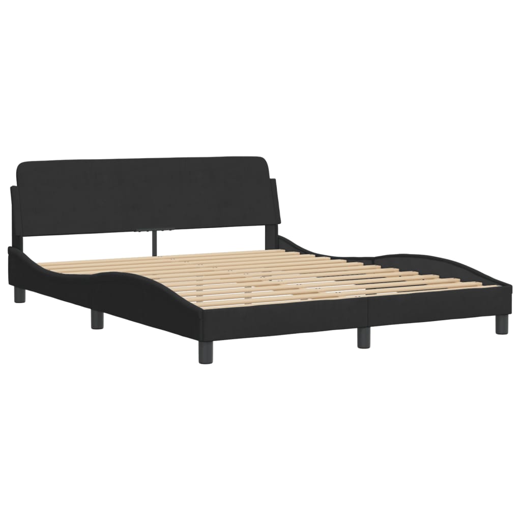 vidaXL Κρεβάτι με Στρώμα Dover Μαύρο 160x200 εκ. Βελούδινο