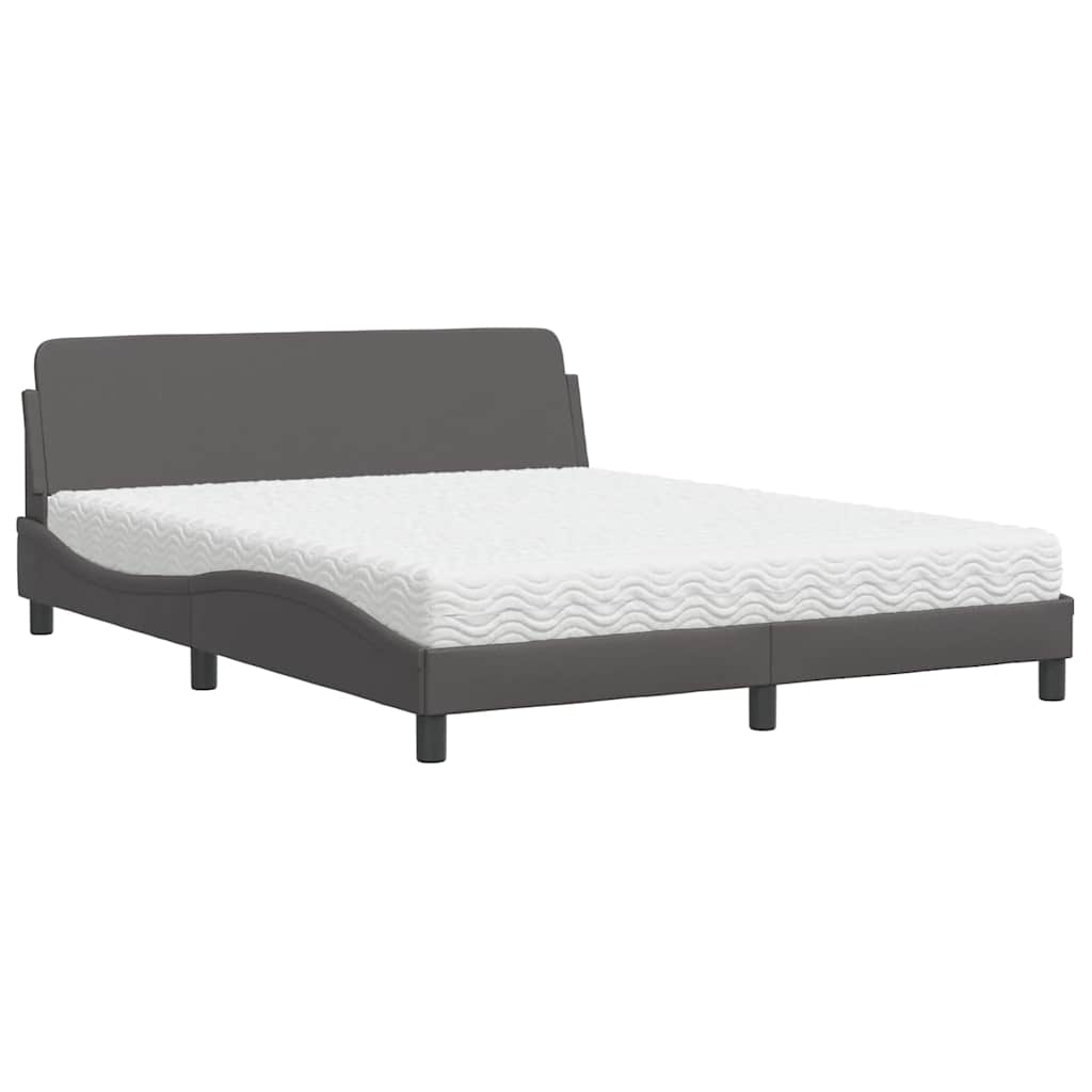 vidaXL Κρεβάτι με Στρώμα Dover Γκρι 160x200 εκ. από Συνθετικό Δέρμα