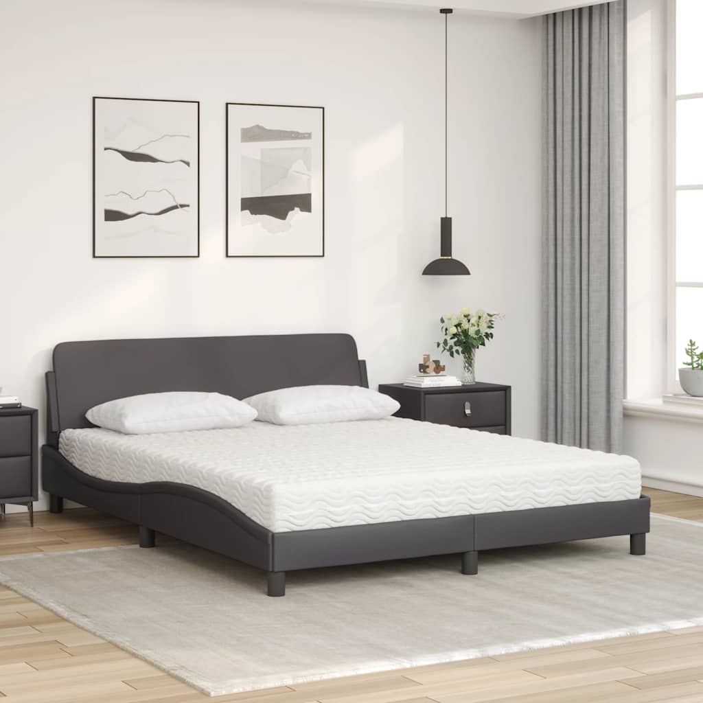 vidaXL Κρεβάτι με Στρώμα Dover Γκρι 160x200 εκ. από Συνθετικό Δέρμα
