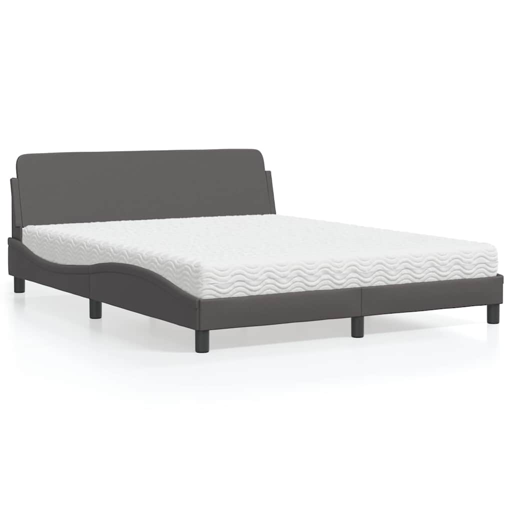 vidaXL Κρεβάτι με Στρώμα Dover Γκρι 160x200 εκ. από Συνθετικό Δέρμα