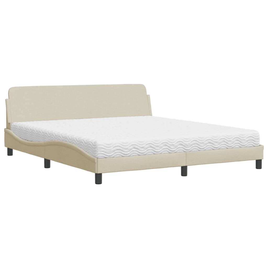 vidaXL Κρεβάτι με Στρώμα Dover Κρεμ 180x200 εκ. Υφασμάτινο