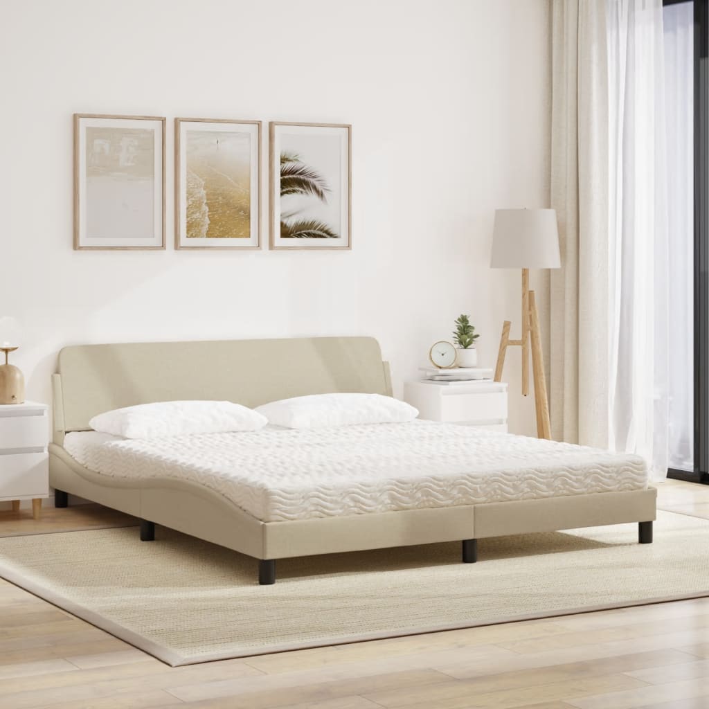 vidaXL Κρεβάτι με Στρώμα Dover Κρεμ 180x200 εκ. Υφασμάτινο