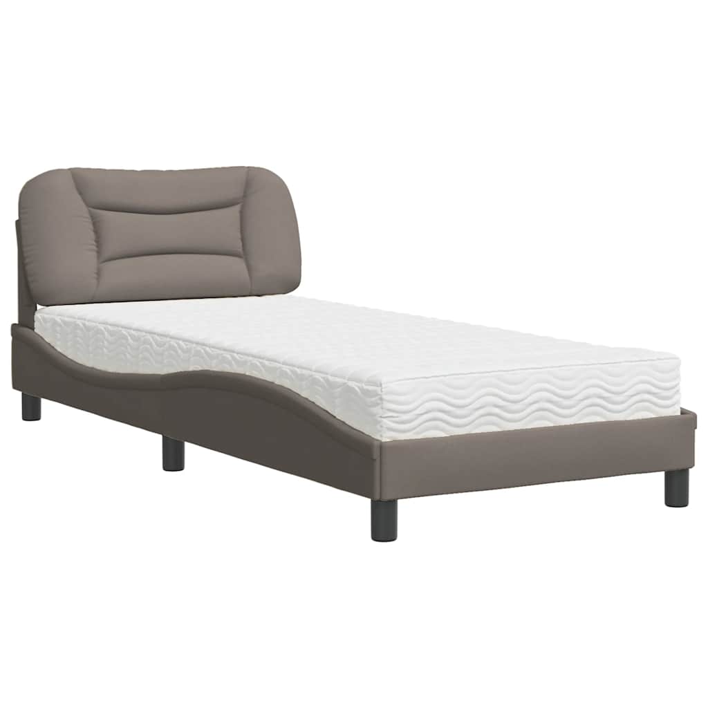 vidaXL Κρεβάτι με Στρώμα Hvar Taupe 90x190 εκ.Υφασμάτινο